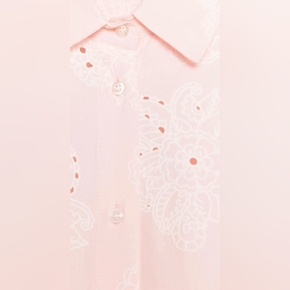 Zara Pink Cotton White Eyelet Button-Up Blouse | L | Rubberized Eyelets | NWT - Picture 9 of 13